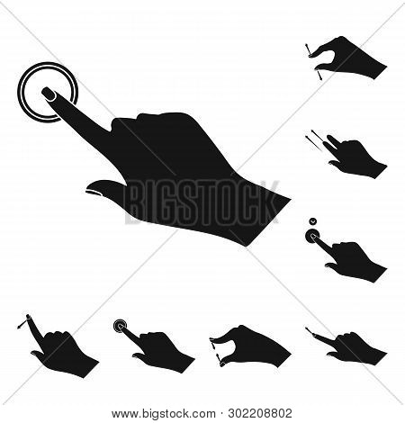 Vector Illustration Of Touchscreen And Hand Symbol. Set Of Touchscreen And Touch Vector Icon For Sto