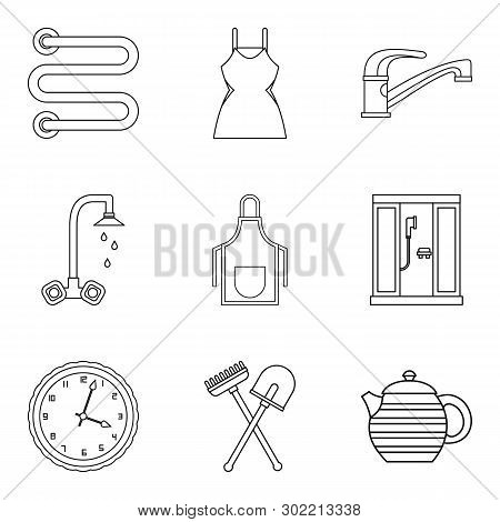 Family Obligations Icons Set. Outline Set Of 9 Family Obligations Icons For Web Isolated On White Ba