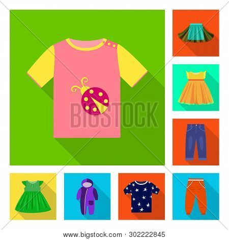 Vector Illustration Of Fashion And Garment Logo. Set Of Fashion And Cotton Vector Icon For Stock.