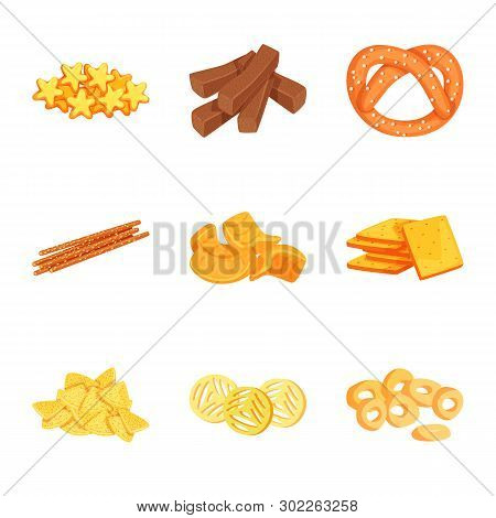 Vector Design Of Food And Crunchy Logo. Collection Of Food And Flavor Vector Icon For Stock.