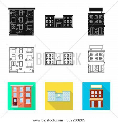 Vector Illustration Of Municipal And Center Sign. Set Of Municipal And Estate   Vector Icon For Stoc