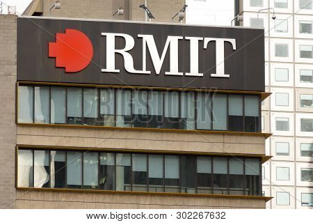 Melbourne, Australia - May 21st 2019: Rmit Sign On The Top Of A City Campus Building