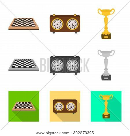 Vector Illustration Of Checkmate And Thin Logo. Collection Of Checkmate And Target Stock Symbol For 