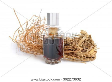 Roots Of Chrysopogon Zizanioides, Commonly Known As Vetiver. Isolated On White Background