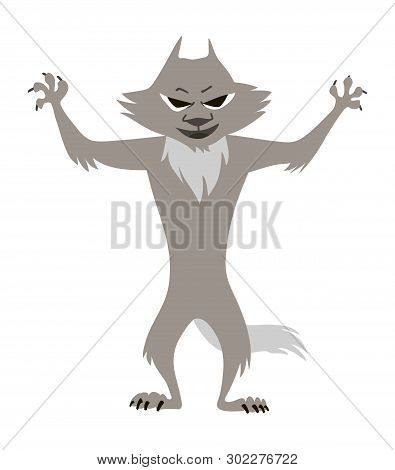 Big Bad Wolf. Vector Clip Art Children Illustration.