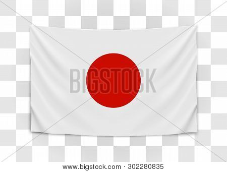 Hanging Flag Of Japan. Japan. Japanese National Flag Concept.