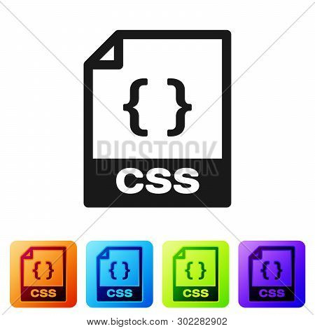 Black Css File Document Icon. Download Css Button Icon Isolated On White Background. Css File Symbol