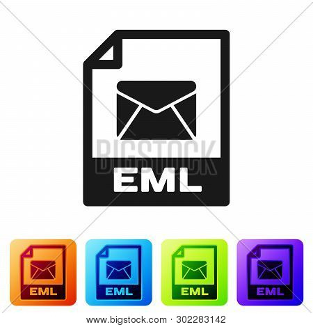 Black Eml File Document Icon. Download Eml Button Icon Isolated On White Background. Eml File Symbol