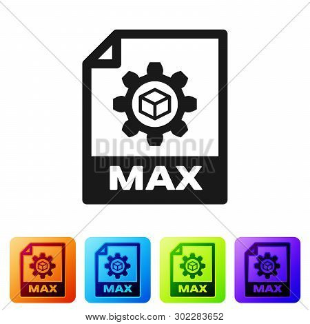 Black Max File Document Icon. Download Max Button Icon Isolated On White Background. Max File Symbol