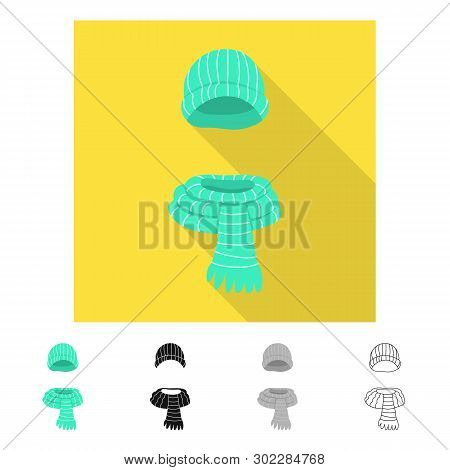 Vector Illustration Of Hat And Scarf Symbol. Collection Of Hat And Wool Stock Vector Illustration.