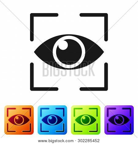 Black Eye Scan Icon Isolated On White Background. Scanning Eye. Security Check Symbol. Cyber Eye Sig