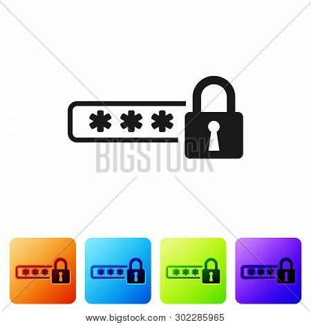 Black Password Protection And Safety Access Icon Isolated On White Background. Lock Icon. Security, 