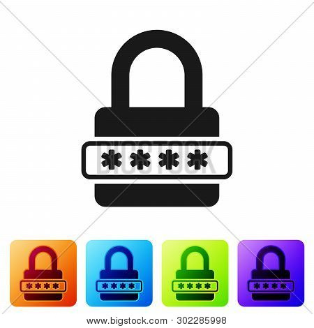 Black Password Protection And Safety Access Icon Isolated On White Background. Lock Icon. Security, 