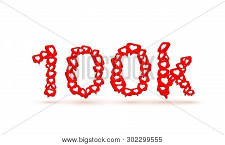 Banner Fly Like Social Network 100k. White Background.