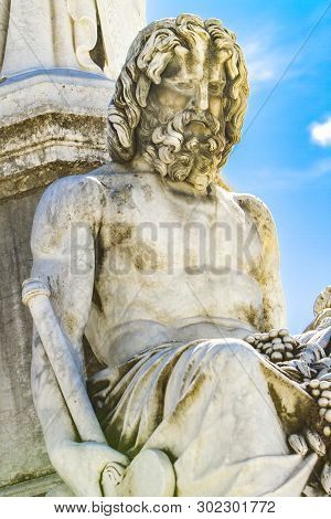 Detail Of Pradier Fountain At Esplanade Charles-de-gaulle In Nimes, France