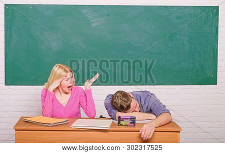 Confident Graduate. Couple Of Man And Woman In Classroom. Modern School. Knowledge Day. Home Schooli