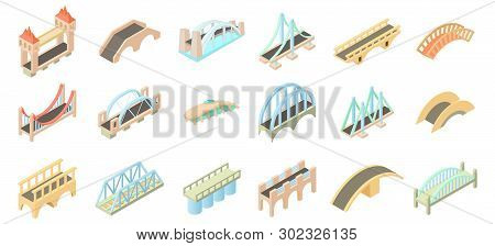 Bridge Icon Set. Cartoon Set Of Bridge Icons For Web Design Isolated On White Background