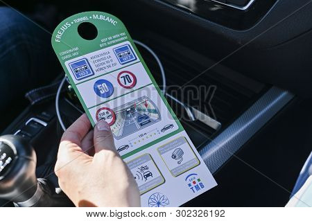 Ticket For Travel Through The Tunnel From Italy To Switzerland. Copy Space