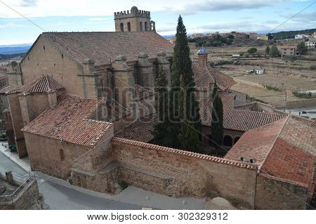Aerial View Of The Ex-collegiate Church Of Santa María, Xv Century Gothic Temple And Its Cloister. H