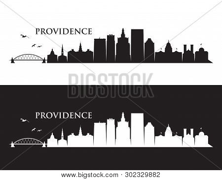 Providence Skyline - Rhode Island, United States Of America, Usa - Vector Illustratrion - Vector