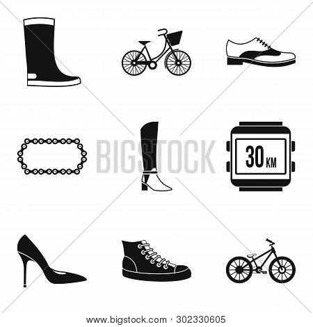Designer Footgear Icons Set. Simple Set Of 9 Designer Footgear Icons For Web Isolated On White Backg