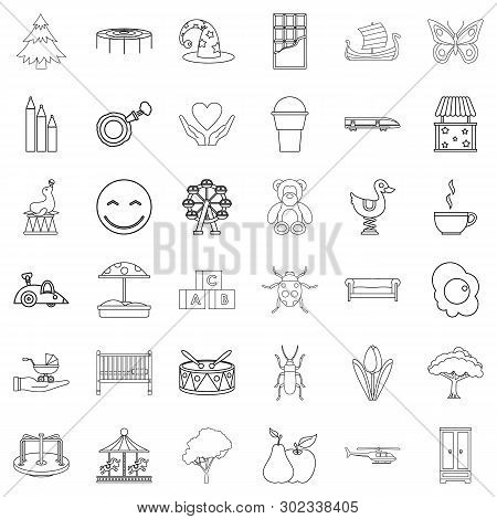 Sitter Icons Set. Outline Set Of 36 Sitter Icons For Web Isolated On White Background
