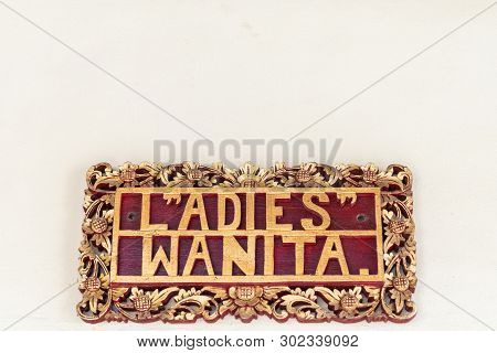 Bali, Indonesia - February 25, 2019: Ulun Danu Beratan Temple Complex In Bedoegoel. Closeup Of Ladie
