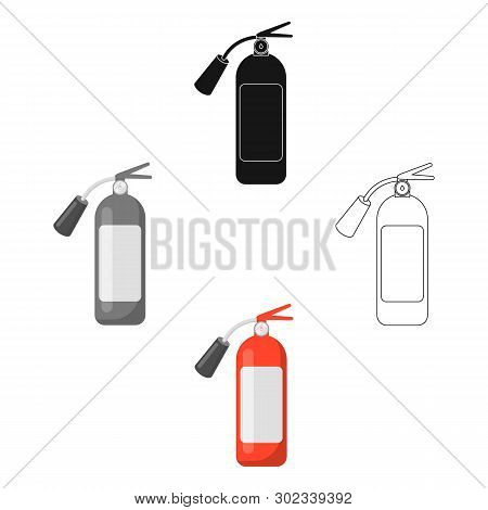 Fire Extinguisher Icon Cartoon, Black. Single Silhouette Fire Equipment Icon From The Big Fire Depar