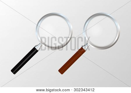 Realistic Magnifying Glass On Transparent Background. Search And Inspection Symbol. Bussiness Concep