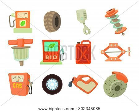 Car Tools Icon Set. Cartoon Set Of Car Tools Icons For Web Design Isolated On White Background