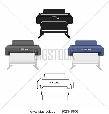 Large Format Printer Icon In Cartoon, Black Style Isolated On White Background. Typography Symbol St