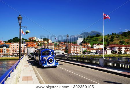 RIBADESELLA, ASTURIAS, SPAIN - MAY 15, 2019: Image of the resort of Ribadesella, Spain, Europe