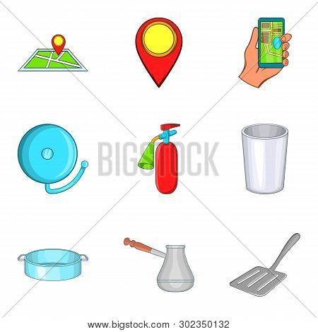 Yard Icons Set. Cartoon Set Of 9 Yard Icons For Web Isolated On White Background