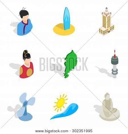 Hospitality Icons Set. Isometric Set Of 9 Hospitality Icons For Web Isolated On White Background