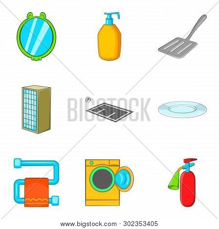 Countryhouse Icons Set. Cartoon Set Of 9 Countryhouse Icons For Web Isolated On White Background