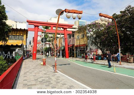 Sao Paulo, Brazil - May 9, 2019: Liberdade District In Sao Paulo, Brazil