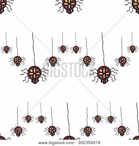Cartoons Spider Colorful Seamless Pattern Design Element Stock Vector Illustration For Web, For Prin