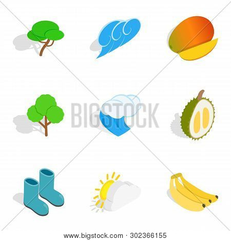Eco Viable Icons Set. Isometric Set Of 9 Eco Viable Icons For Web Isolated On White Background