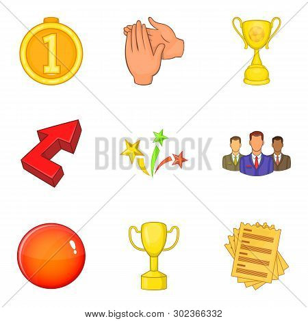 Acclaim Icons Set. Cartoon Set Of 9 Acclaim Icons For Web Isolated On White Background