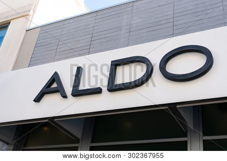 Santa Monica, Ca/usa - April 18, 2019: Aldo Retail Store Exterior And Trademark Logo.