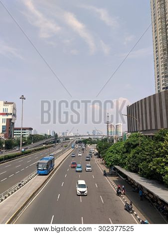 Jakarta, Indonesia - April 17, 2019: Traffic On Jalan S Parman In Slipi District.