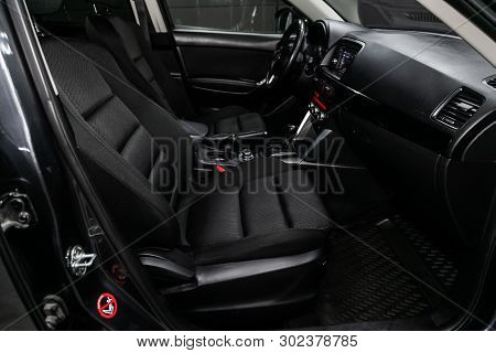 Novosibirsk, Russia - May 20, 2019:  Mazda Cx5, Close-up Of The Dashboard, Speedometer, Tachometer, 