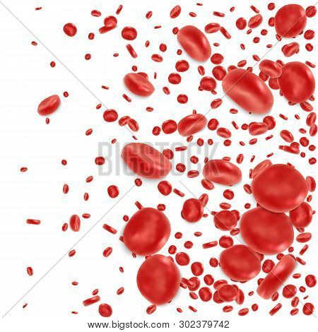 Red Blood Cell Flowing In Vein Or Artery. Vector Illustration. Healthcare And Medical Zoom Concept.