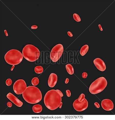Red Blood Cell Flowing In Vein Or Artery. Vector Illustration. Healthcare And Medical Zoom Concept.