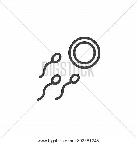 Sperm And Ovum Line Icon. Linear Style Sign For Mobile Concept And Web Design. Ovum And Spermatozoon