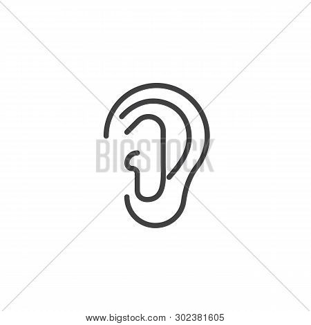 Ear Lobe Side View Line Icon. Linear Style Sign For Mobile Concept And Web Design. Human Ear Outline