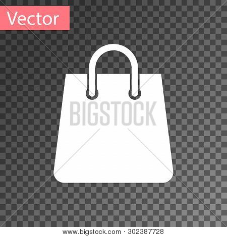 White Handbag Icon Isolated On Transparent Background. Shoping Bag Sign. Woman Bag Icon. Female Hand