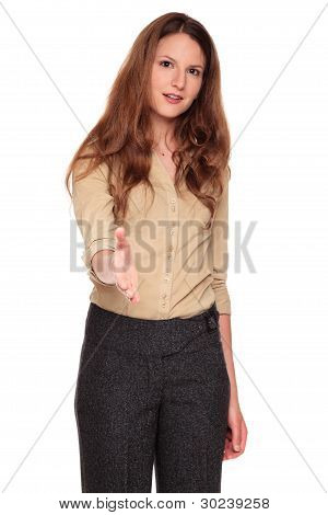 Empresária - atingindo o aperto de mão