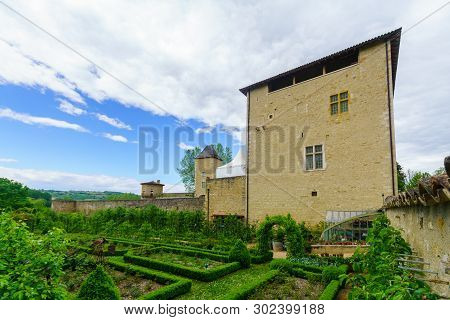 Saint-bernard, France - May 04, 2019: View Of The Chateau (castle) And Its Gardens In Saint-bernard,