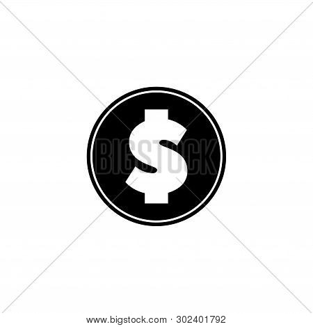Dollar Coin. Flat Vector Icon Illustration. Simple Black Symbol On White Background. Dollar Coin Sig